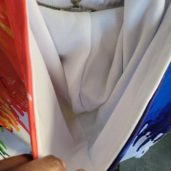 NWT - Rainbow Print on White Cotton Unisex Hoodie – Size Large - Picture 5 of 14